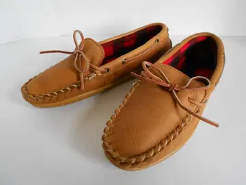 새상품급 가죽 모카신 안쪽 플리스 미국제 사이즈 8 카멜색