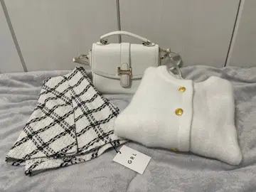 G.R.L. 화이트 코디 세트 니트 스커트