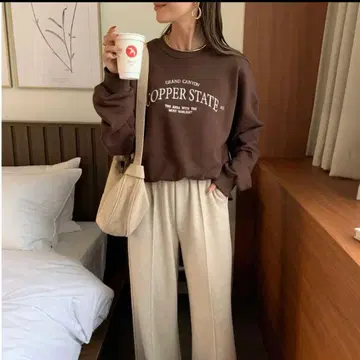 새상품급 BLATE 자수 로고 브라운 맨투맨 프리 사이즈