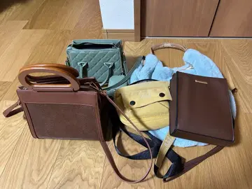 브라운 핸드백 중형 합성 피혁 5세트