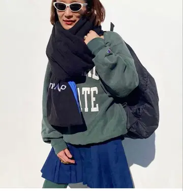 HambreNi 로고 머플러 블랙 카키