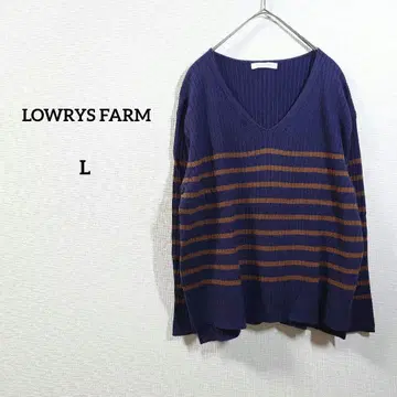 LOWRYS FARM 니트 스웨터 보더 L 긴팔 오버 사이즈
