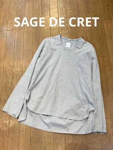 SAGE DE CRET 사쥬데크레 카라 부착 긴팔 셔츠 M