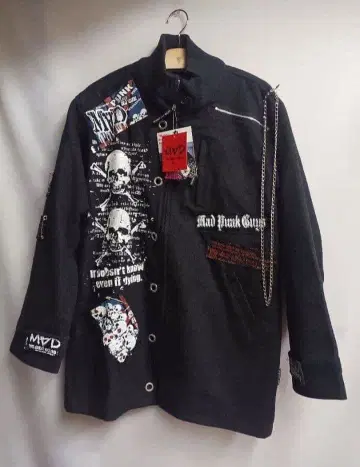 MAD PUNK 계열 커스텀 혼방 울 자켓 롱 기장 그레이 L