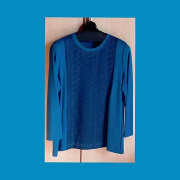 Echo71 상의 무늬뜨기 레이스 청록색