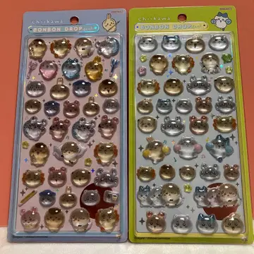 치이카와 (먼작귀) 모자 꽁지 드롭 씰 2종 (모두 니코니코 모두 포즈)