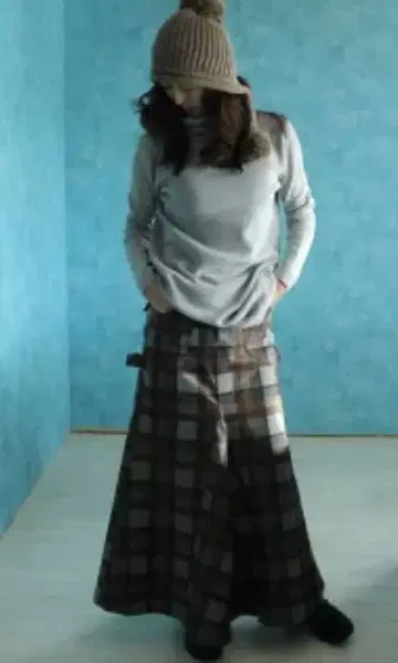 CANDAY 엑스 펠트 터치 스커트 브라운