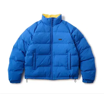 신상 hellrazor 다운 자켓 파랑 옐로우 컬러 바이컬러