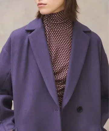 새상품급 PUBLIC TOKYO 오픈 슬리브 세미 더블 코트 퍼플 보라색