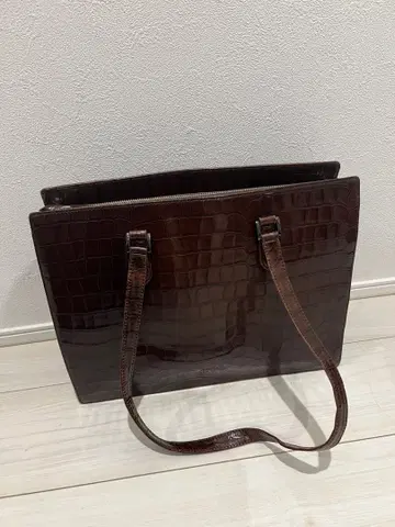GAULTIER 브라운 크로커다일풍 핸드백