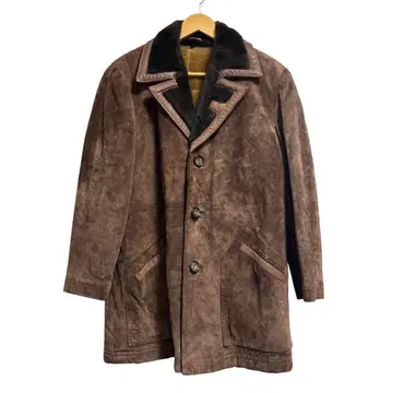 무스탕 코트 천연 가죽 브라운 스웨이드 퍼 포함 자켓