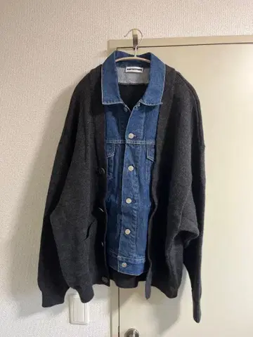 소프트 하이 데님 믹스 가디건 XL 사이즈