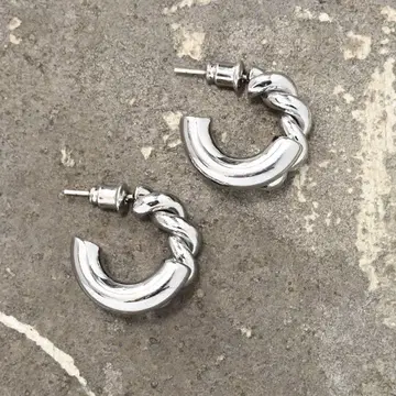 실버 스터드 귀걸이 트위스트 로프 후프 귀걸이 귀찌