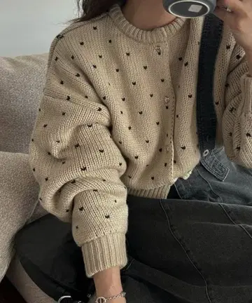 willfully 하트 도트 리버서블 가디건