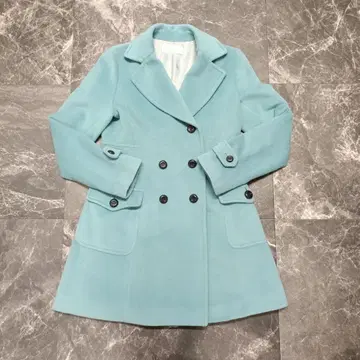 NUEVIS 스카이블루 더블 브레스트 체스터 코트