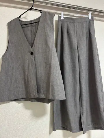 그레이 V넥 셋업 팬츠