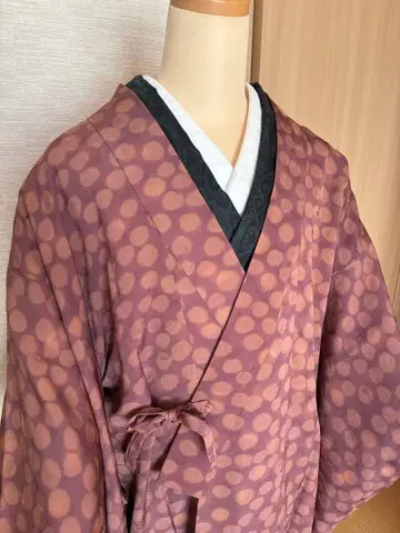 도중기 탁한 핑크 도트 일본 의류 코트