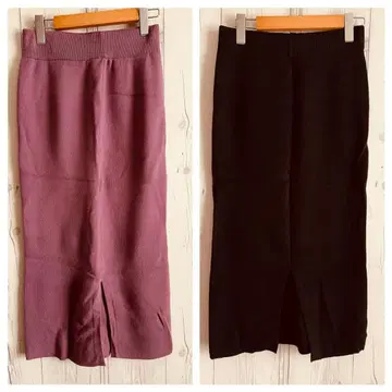 스트레치 타이트 니트 스커트 2색 세트