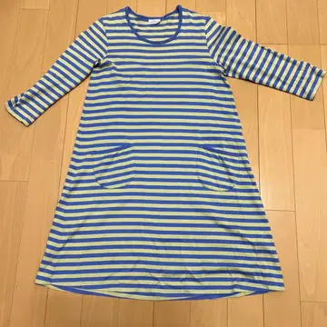 marimekko 파랑과 옐로우 컬러 스트라이프 원피스