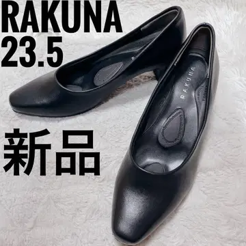 새상품 라쿠나 체형 교정 펌프스 블랙 여성용 하이힐 인조 가죽