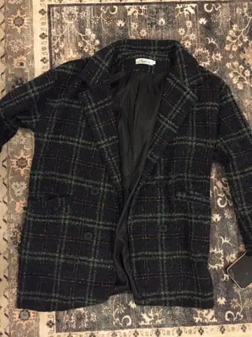 그린 체크 코트