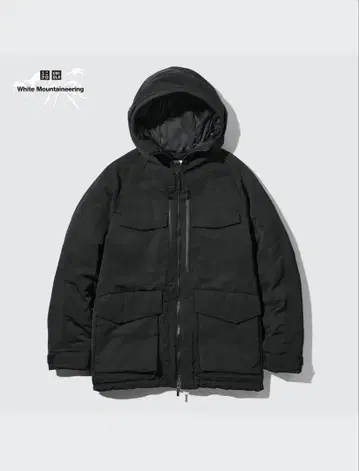 유니클로 화이트 마운티니어링 하이브리드 다운 자켓 블랙 L