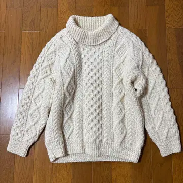 misfree 아이보리 아란 케이블 니트 터틀넥 빈티지