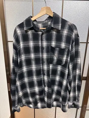 9090 플란넬 셔츠 블랙 화이트 체크