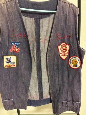 빈티지 와펜 자수 워크 베스트 Vintage