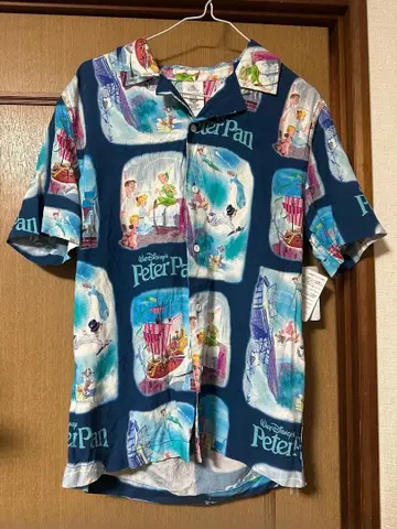 미사용 새상품 디즈니 피터팬 반팔 셔츠 올 패턴 70th 해외 파크 M