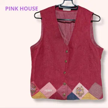 PINK HOUSE 빨간색 다이아몬드 패턴 베스트