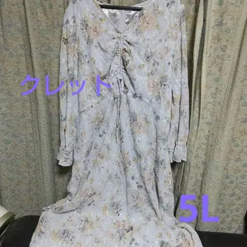 쿠레트 빅 사이즈 드로스트 꽃무늬 롱 원피스 5L