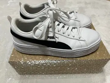 PUMA 통굽 가죽 스니커즈 화이트/블랙