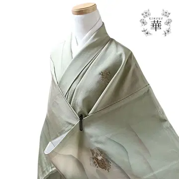 950 기모노 이중 기모노 기장 160 그린 츠케사게 도야마 문양