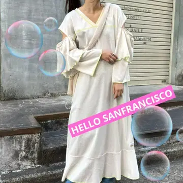 HELLO.SANFRANCISCO 메쉬 프릴 풋볼 원피스