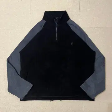 90s NAUTICA 하프 집 플리스 블랙 XL