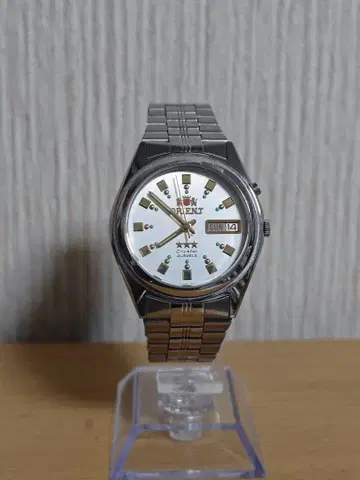 오리엔트 쓰리스타 기계식 손목시계 다이얼 화이트 가동품