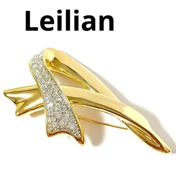 새상품급 레리안 빅 사이즈 브로치 골드 리본 심플 각인 있음