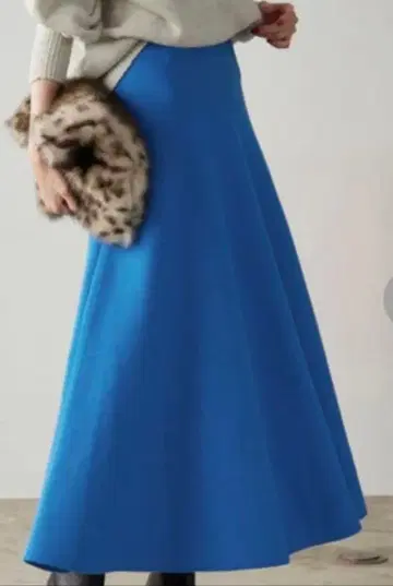 SLOBE IENA 밀라노 리브 플레어 스커트 파랑