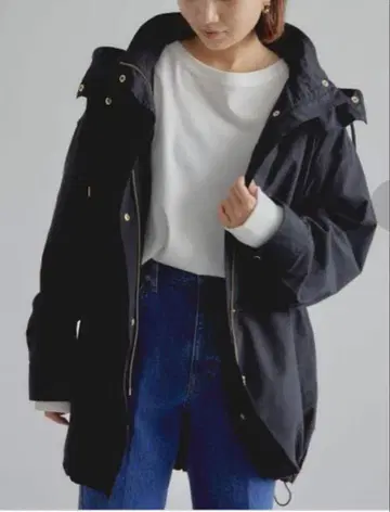 [ 새상품급 ] 그린 레이블 퀼트 라이너 포함 3WAY 후드 블루종 블랙