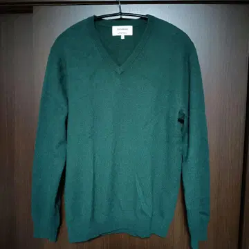 유나이티드 애로우즈 남성용 캐시미어 스웨터 V넥 다크 그린 M