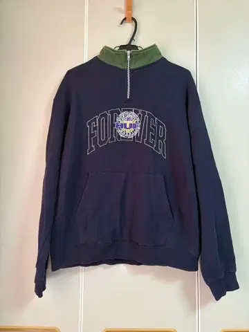 HUF 하프 지퍼 센터 로고 자수 사이즈 L