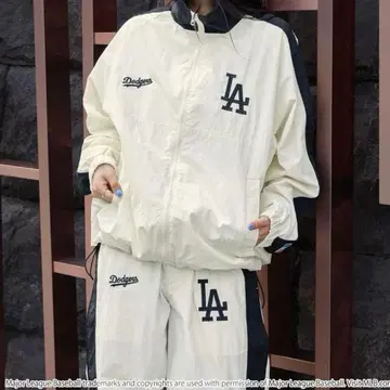 MLB 오버 사이즈 나일론 트랙 블루종