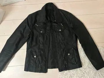 블랙 가죽풍 자켓