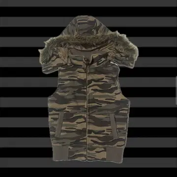 y2k 카모플라쥬 퍼 다운 베스트