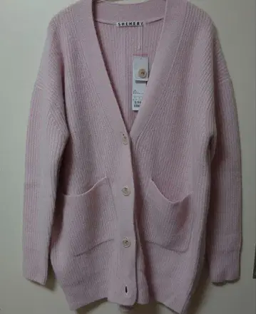 SHENERY V넥 롱 가디건 핑크