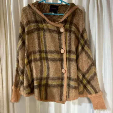 rosebullet 로즈브릿 체크 돌먼 니트 아우터