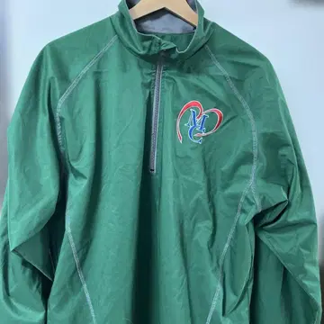 미즈노 하프 지퍼 나일론 풀오버 로고 자수 그린 c43