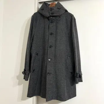 남성용 코트 후드 부착 하운드투스 패턴 라이너 부착 L 사이즈