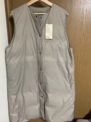 무인양품 노카라 롱 베스트 라이트 베이지 XL